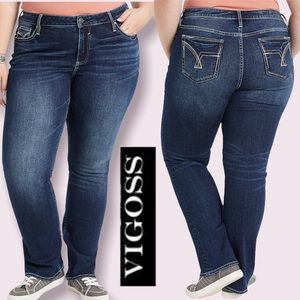Vigoss Plus Size Straight Leg Jeans in Dark Indigo